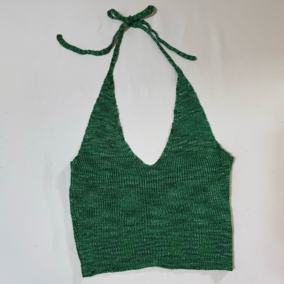 Princess Polly Crochet Halter Crop Top Green Sz. XS - Picture 6 of 6